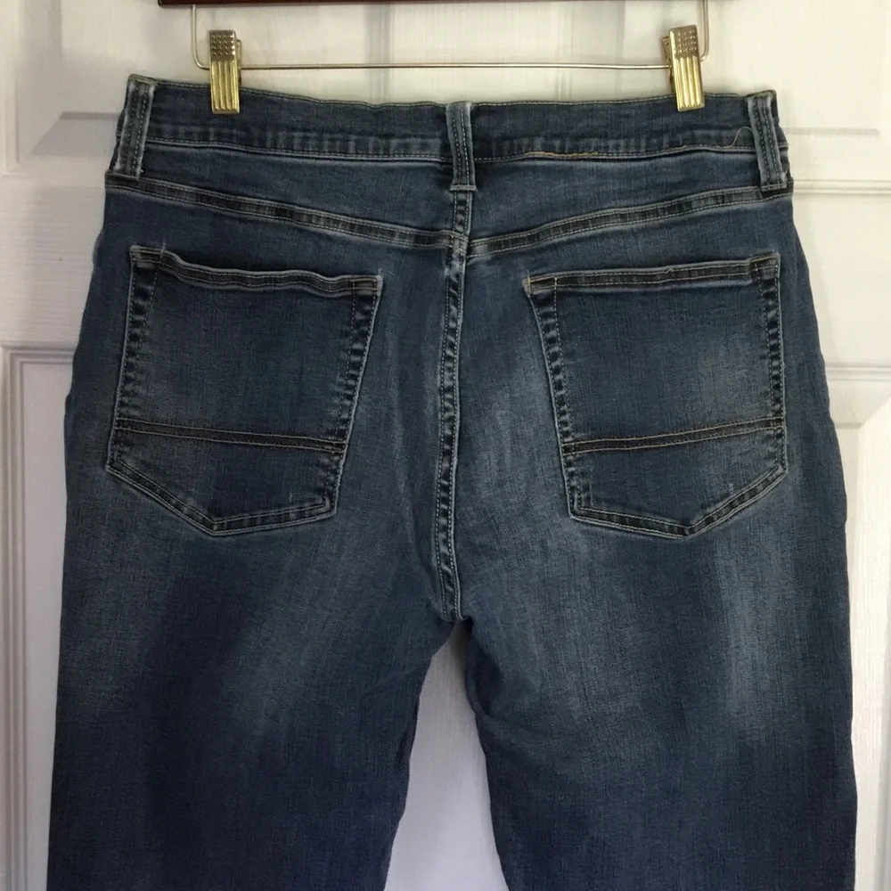 Y2K Arizona Jean 34 x30 Distressed Patched Medium Blue Straight‎ Jeans